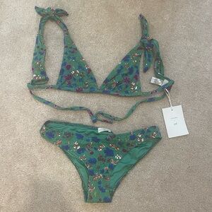 Sezane / Sur Le Sable Green Floral Bikini / 34